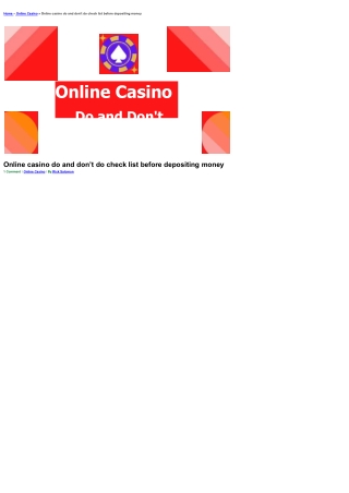 Online casino do and don’t do check list before depositing money