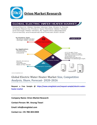 Global Electric Water Heater Market Size, Competitive Analysis, Share, Forecast- 2020-2026