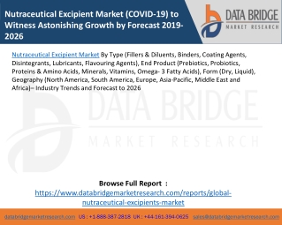 Nutraceutical Excipient Market (COVID-19) to Witness Astonishing Growth by Forecast 2019-2026