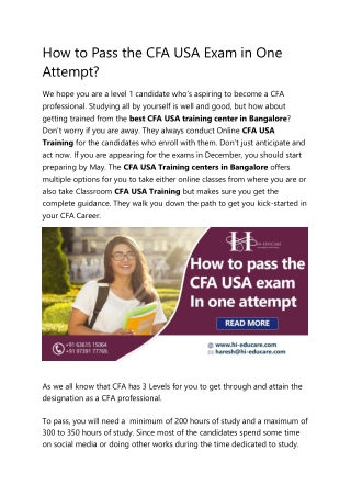 How to Pass the CFA USA Exam in One Attempt?