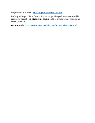 Bingo Caller Software - Best Bingo Game Source Code