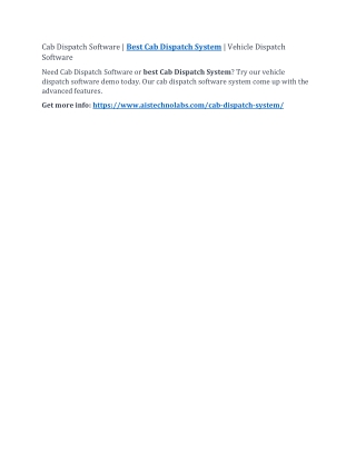 Cab Dispatch Software | Best Cab Dispatch System | Vehicle Dispatch Software