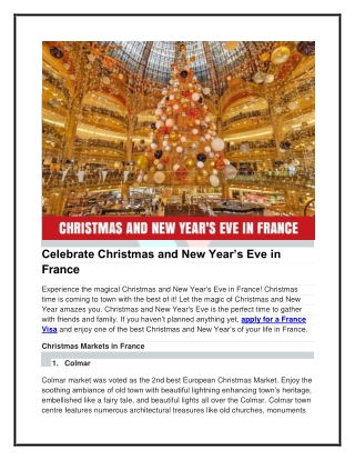 Celebrate Christmas and New Year’s Eve in France