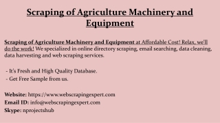 Scraping of Agriculture Machinery and Equipments