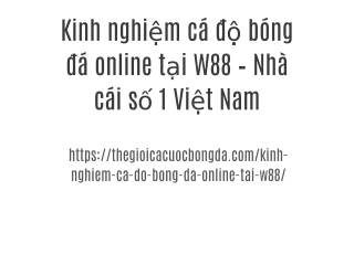 Kinh nghiệm cá độ bóng đá online tại W88 – Nhà cái số 1 Việt Nam