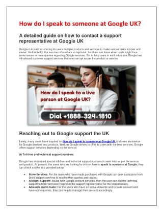 How do I speak to someone at Google UK?