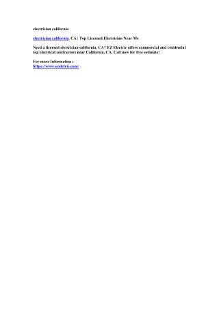 electrician california, CA | Top Licensed Electrician Near Me