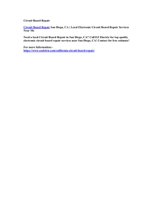 Circuit Board Repair San Diego, CA | Local Electronic Circuit Board Repair Services Near Me