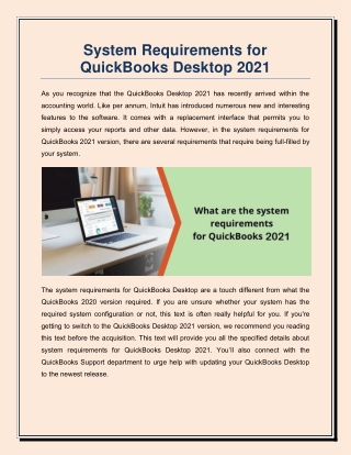 System Requirements for QuickBooks Desktop 2021