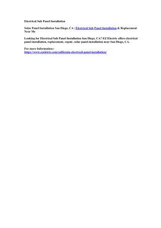Solar Panel Installation San Diego, CA | Electrical Sub Panel Installation & Replacement Near Me