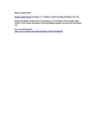 Replace Light Switch San Diego, CA | Dimmer Switch Installing & Replace Near Me