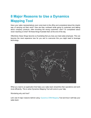 8 Major Reasons to Use a Dynamics Mapping Tool