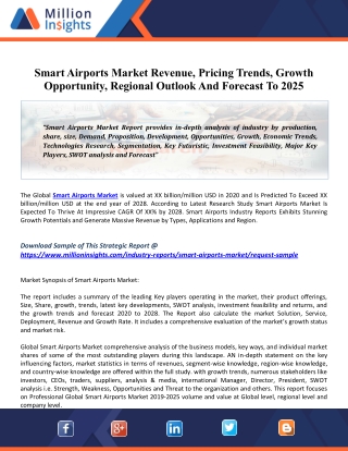 Smart Airports Market 2025 Global Industry Trends, Growth, Share, Size And Upcoming Challenges