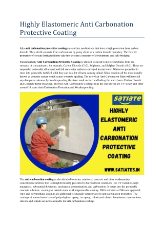 Highly Elastomeric Anti Carbonation Protective Coating
