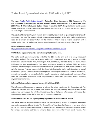 Trailer Assist System Market worth $182 million by 2027