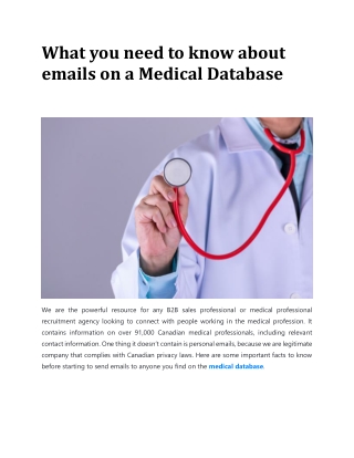 What you need to know about emails on a Medical Database