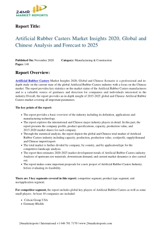 Artificial Rubber Casters Market Insights 2020