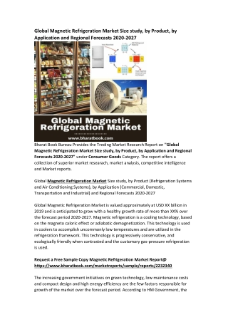 Global Magnetic Refrigeration Market Research Report Forecast 2027