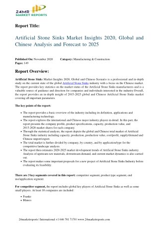 Artificial Stone Sinks Market Insights 2020