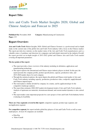 Arts and Crafts Tools Market Insights 2020