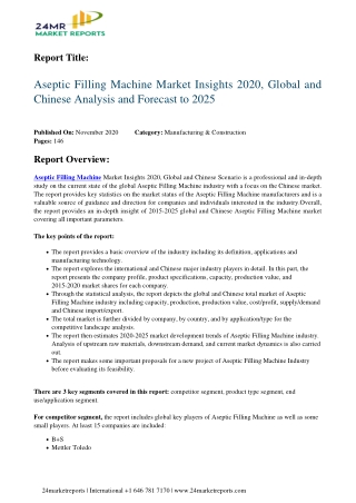 Aseptic Filling Machine Market Insights 2020