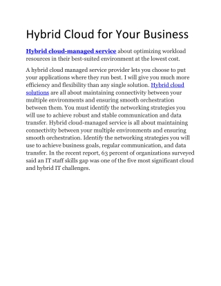 Hybrid Cloud for Your Business