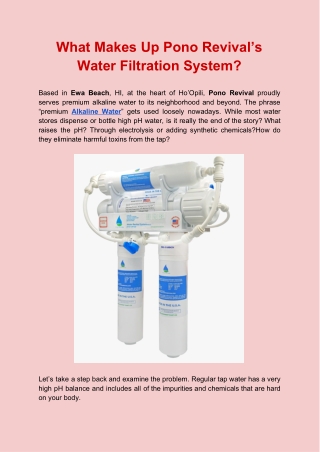 What Makes Up Pono Revival’s Water Filtration System?