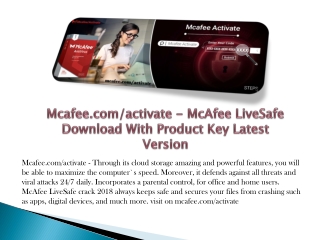 Mcafee.com/activate - McAfee LiveSafe Download With Product Key Latest Version