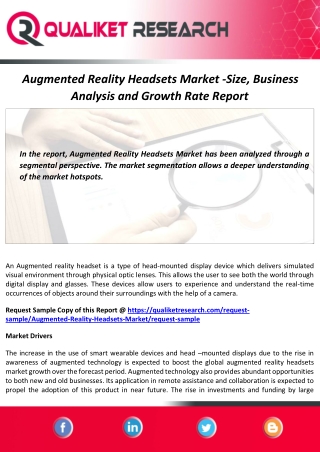 Augmented Reality Headsets Market Size, Share and Forecast Report to 2027