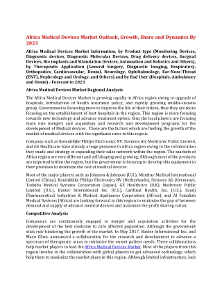 Africa Medical Devices Market Outlook, Growth, Share and Dynamics By 2023