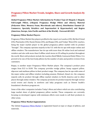 Pregnancy Pillow Market Trends, Insights, Share and Growth Analysis By 2025