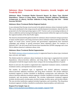 Substance Abuse Treatment Market Dynamics, Growth, Insights and Trends By 2023