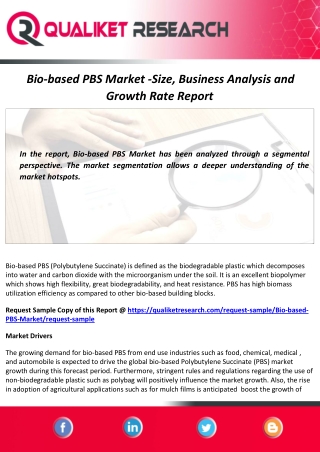 Bio-based PBS Market Size, Share, Growth Strategies and Forecast Report to 2027