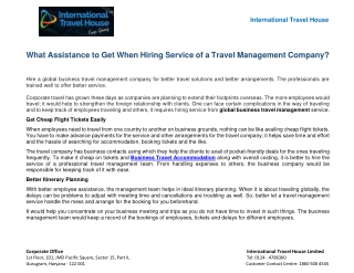 What Assistance to Get When Hiring Service of a Travel Management Company?