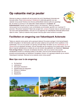 Vakantie met peuter