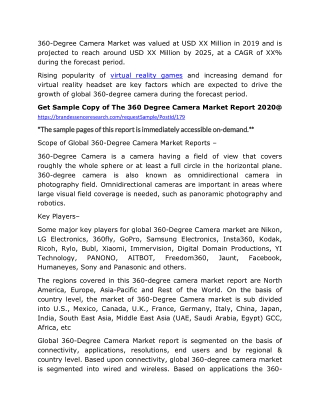 360 Degree Camera Market 2020: Size, Key Players, Trends, Analysis, Segmentation, Forecast to 2025