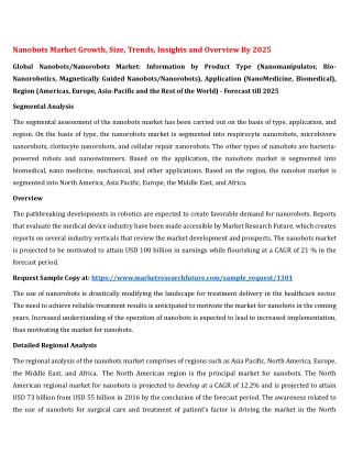 Nanobots Market Growth, Size, Trends, Insights and Overview By 2025