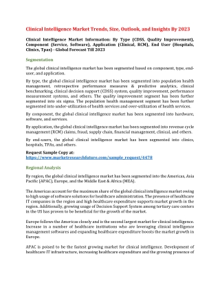 Clinical Intelligence Market Trends, Size, Outlook, and Insights By 2023