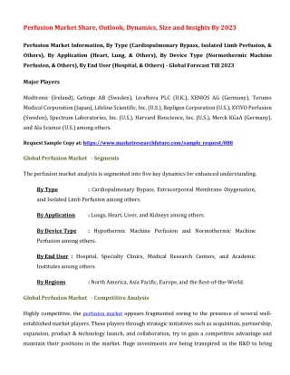 Perfusion Market Share, Outlook, Dynamics, Size and Insights By 2023