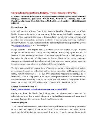Calciphylaxis Market Share, Insights, Trends, Dynamics By 2023