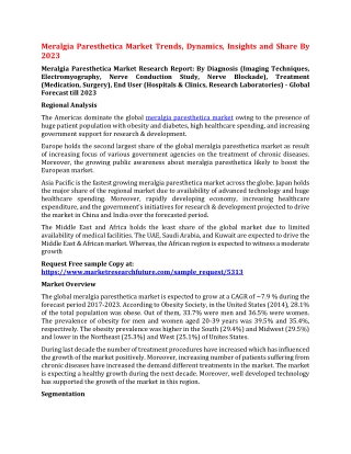 Meralgia Paresthetica Market Trends, Dynamics, Insights and Share By 2023