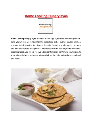 5% Off - Home Cooking - Hungry Kyaa Wyndham Vale Menu, VIC