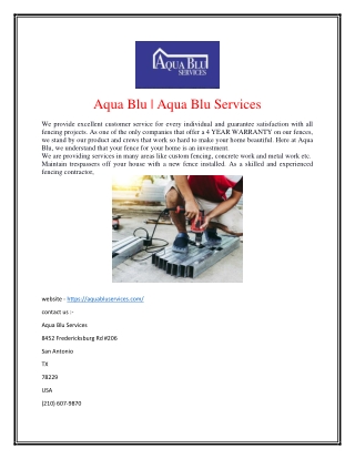 Aqua Blu | Aqua Blu Services