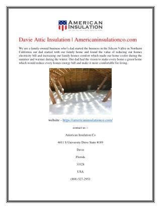 Davie Attic Insulation | Americaninsulationco.com