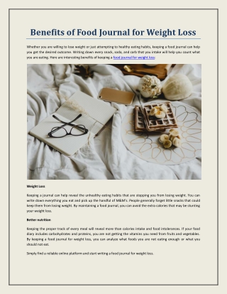 Benefits of Food Journal for Weight Loss