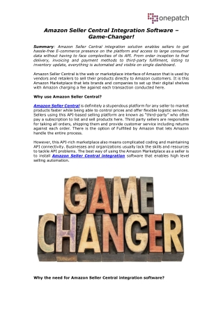 Amazon Seller Central Integration Software – Game-Changer!