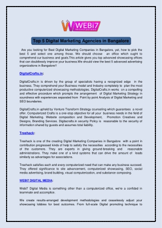 Top 5 Digital Marketing Agencies in Bangalore