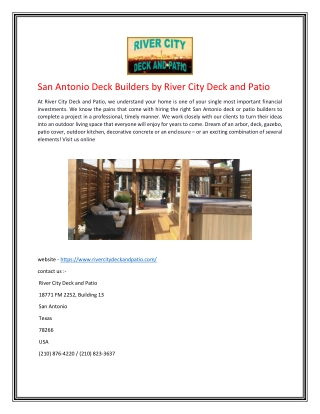 San Antonio Deck Builders by River City Deck and Patio