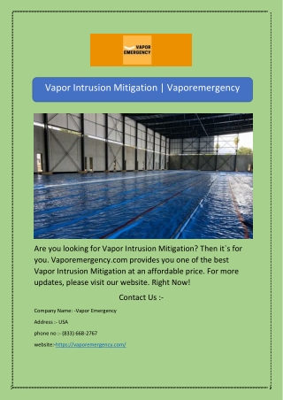 Vapor Intrusion Mitigation | Vaporemergency