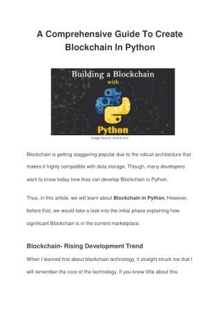 A Comprehensive Guide To Create Blockchain In Python | Blockchain Technology In Python